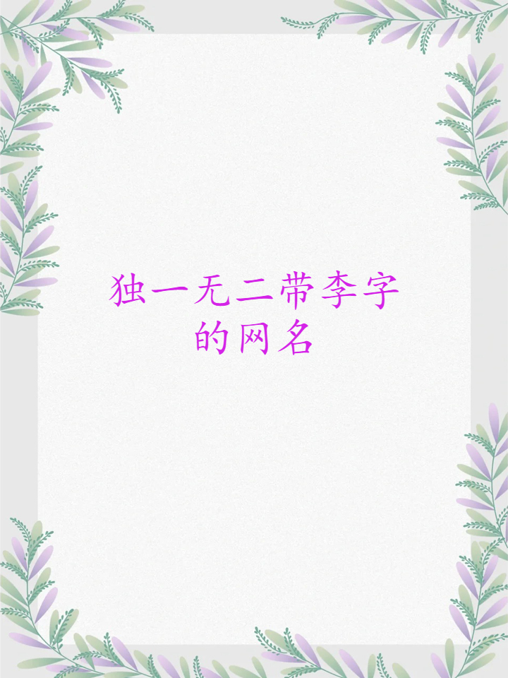 霸气姓李的网名